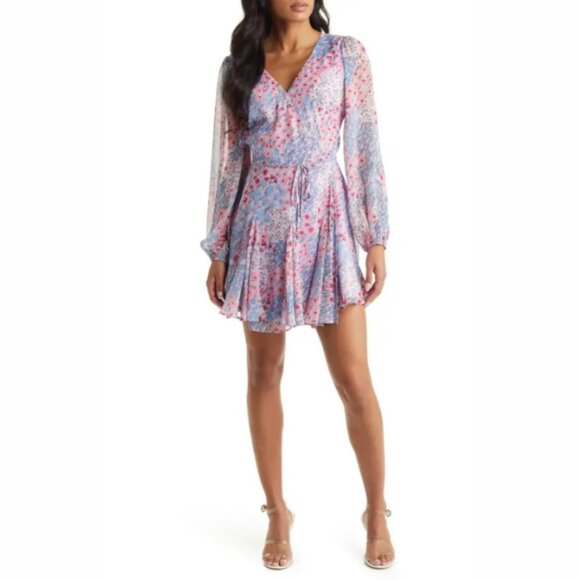 Vici Dresses & Skirts - NWT VICI Collection Floral Print Long Sleeve Wrap Mini Dress